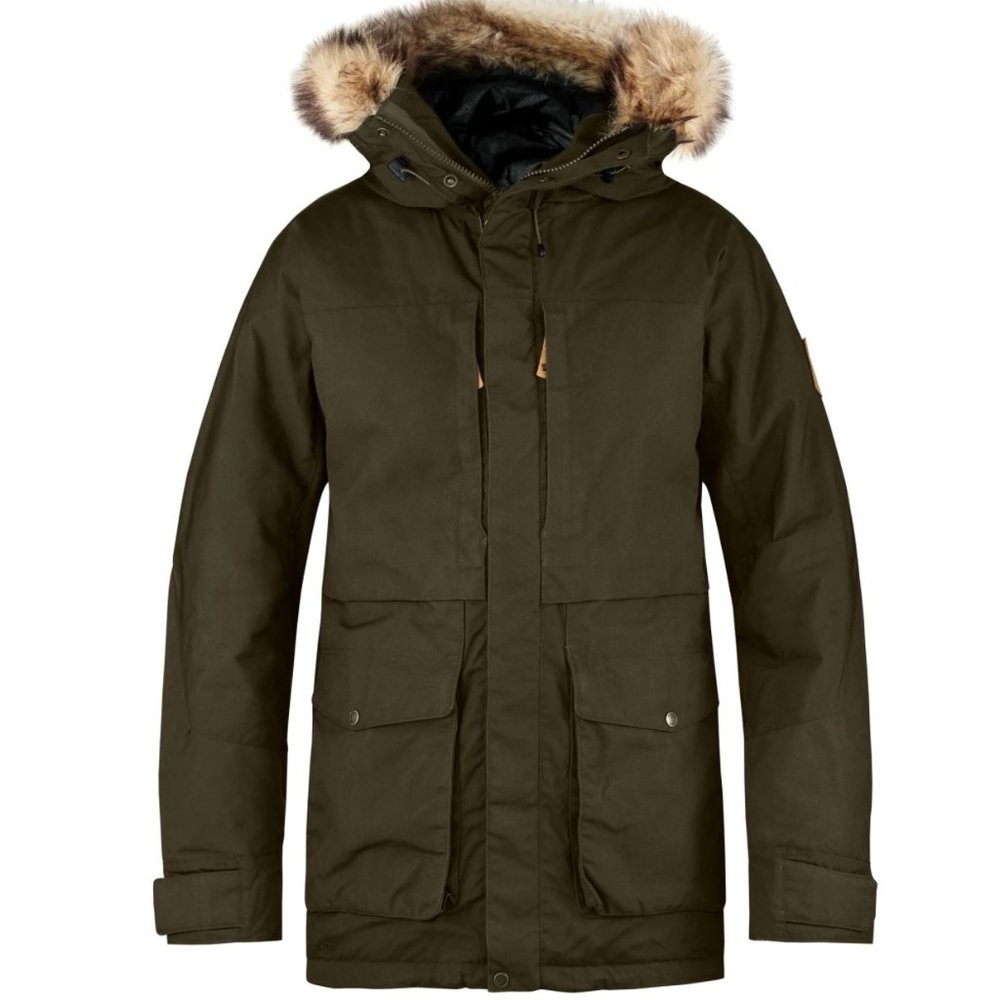 Fjallraven Olive Green Parka with Fur-Trim Hood